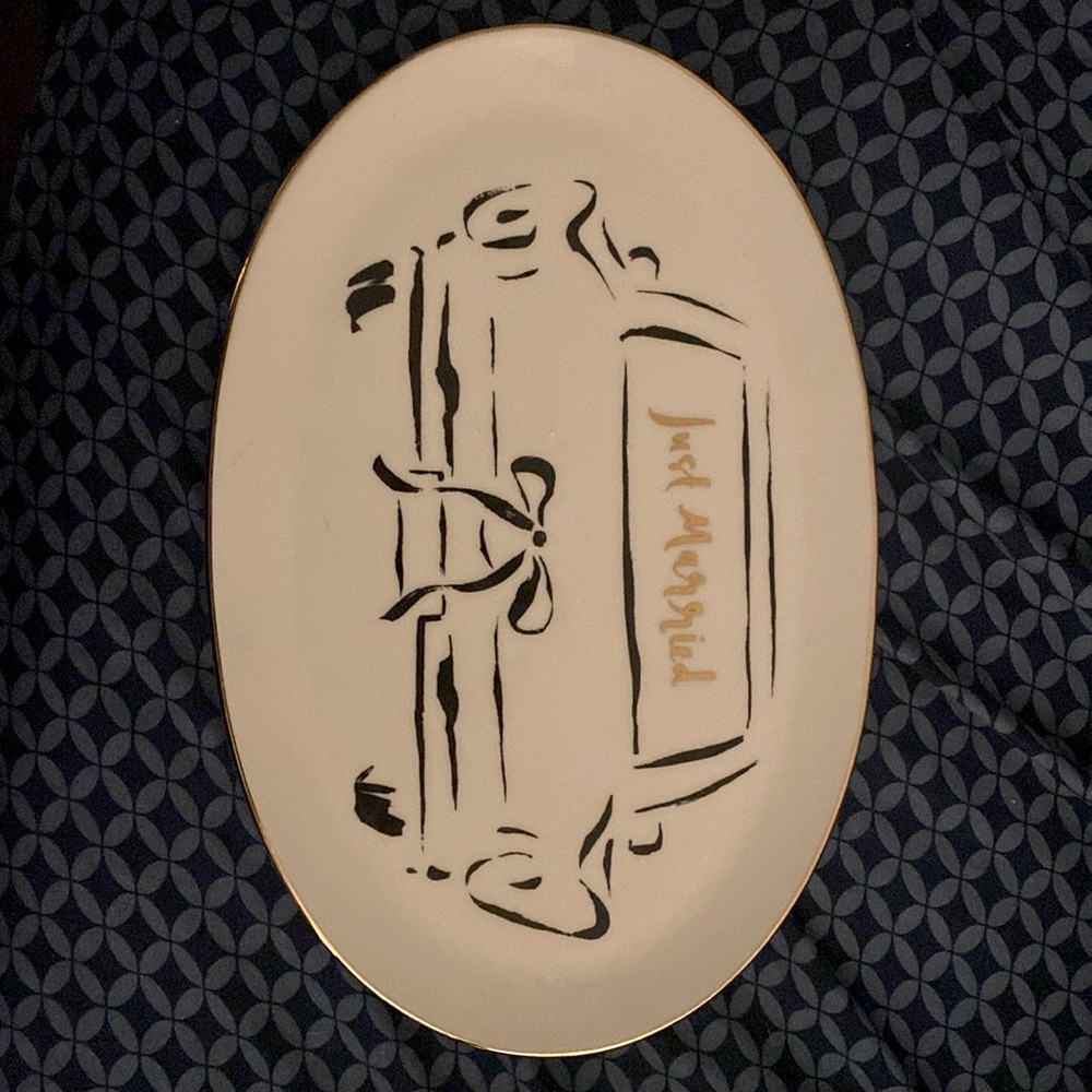 Kate Spade Lennox collab trinket bride dish tray ceramic gold cream